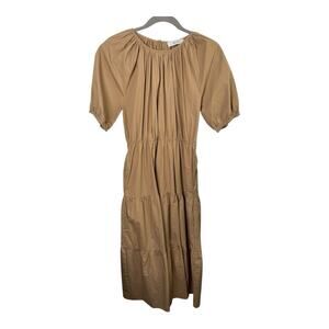 Greylin Tan Short Sleeve Long Tiered Ruffle Dress Small